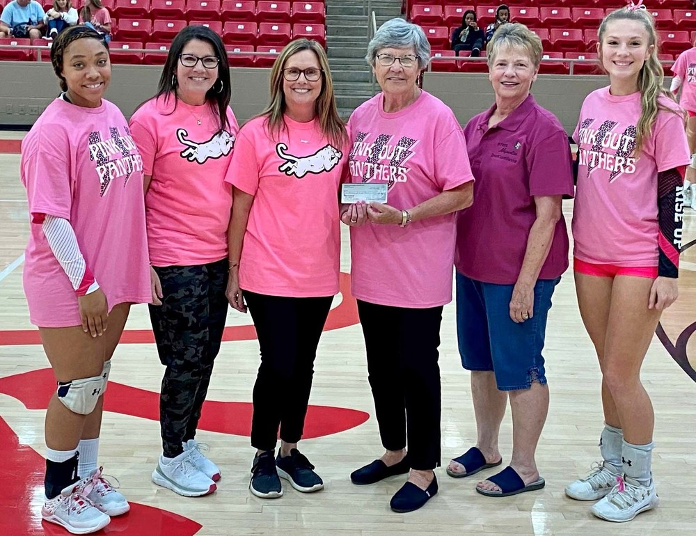 Lady Panther Volleyball: Pink Out Game The Lady Panthers Volleyball hosted the Pink Out game against Camden at Panther Arena on Thursday, October 6th! The Lady Panthers Volleyball Team made a $1,000 donation to the Steel Magnolia Breast Cancer Foundation. 