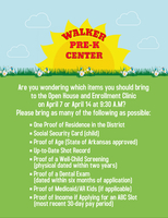 Items Needed for the Walker Pre-K Center Enrollment Clinic