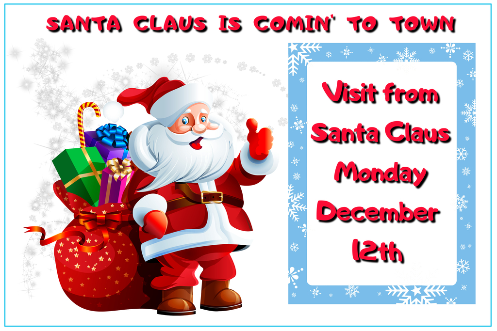 Santa Claus will be visiting Walker Pre-Kindergarten Center on Monday, December 12, 2022.