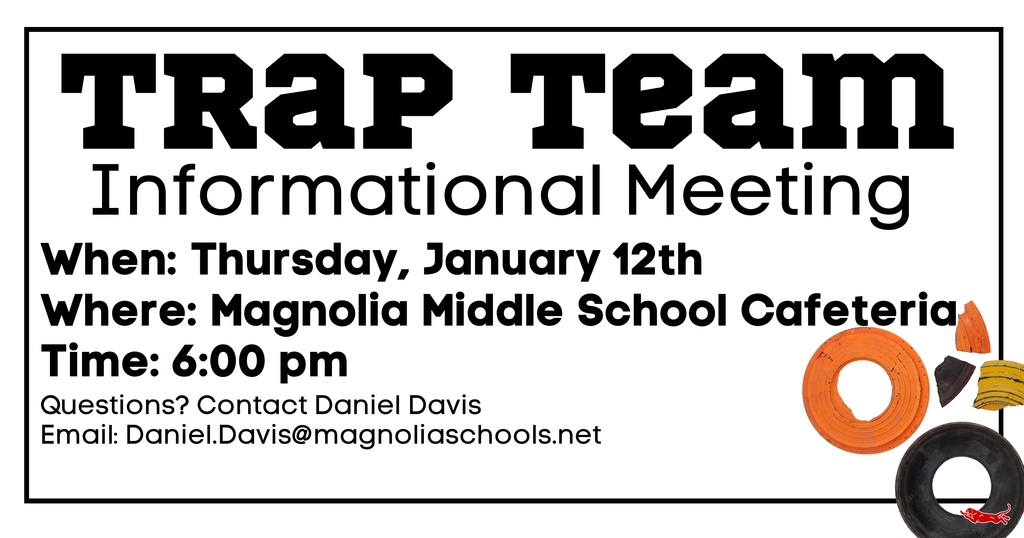 Trap Team info meeting at middle school cafe at 6pm on January 12th