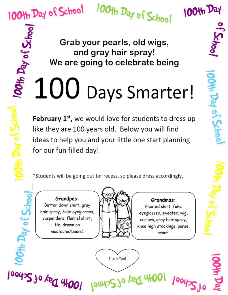 100 Days Smarter with 100th day of School Border - 100 year old man and woman 