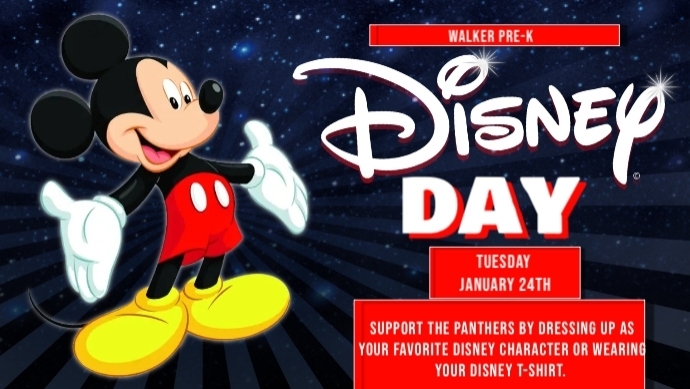 Mickey Mouse presenting a Disney Day reminder. 