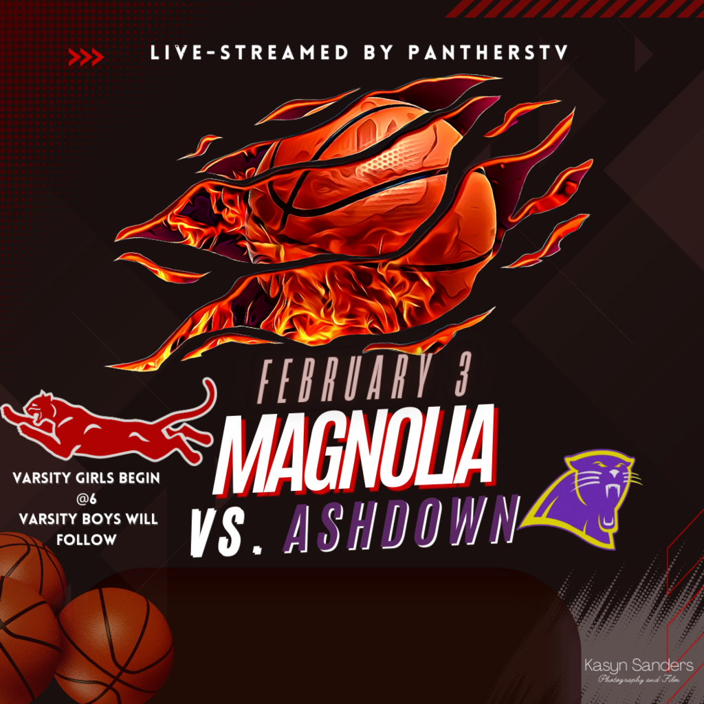 game day graphic for magnolia vs Ashdown February 3 at home