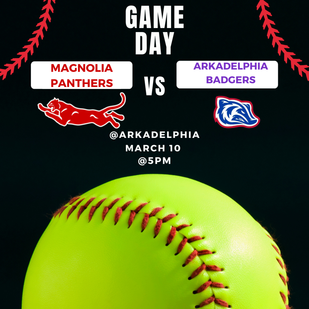 arkadelphia vs magnolia softball game day graphic on march 10