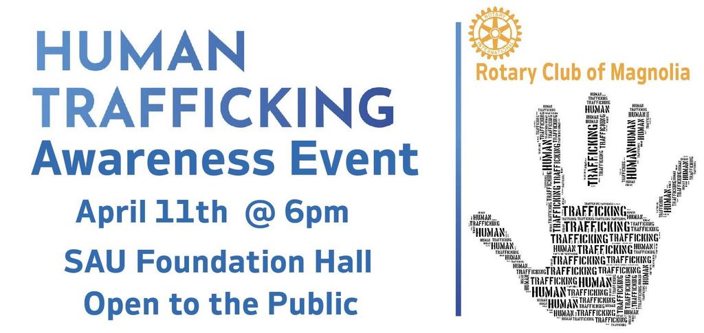 Human Trafficking Awareness Event - April 11 - 6 PM - SAU Foundation Hall